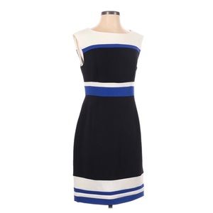 Studio One New York White Black Blue Color Block Sheath Dress Women's Size 4